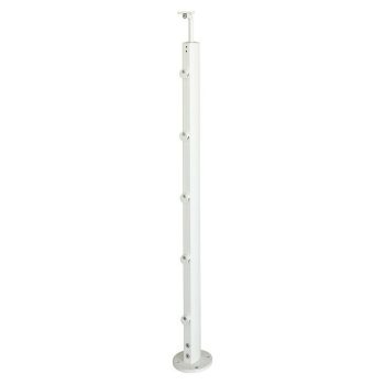 Poste de fijación plana para barandilla 55 mm x 35 mm x 1,12 m - Blanco
