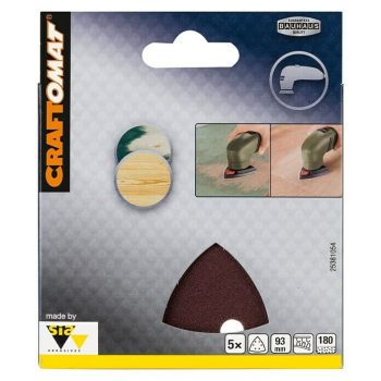 Craftomat Papel de lija Delta L x An: 93 x 93 mm - 5 ud. - Grano: 180|Mínimo 10 unidades