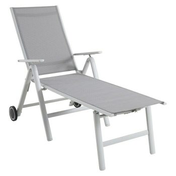 Sunfun Hannah Tumbona de jardín L x An x Al: 189 x 75 x 108 cm - Gris claro - Metal - Barra antivuelco