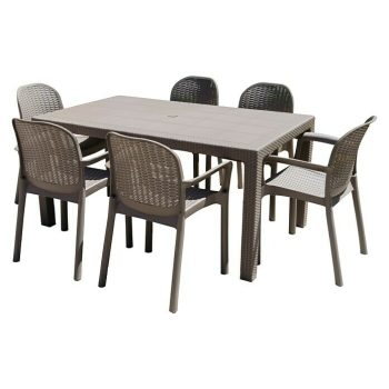 Set de muebles de jardín Bernedo 7 pzs. - Tecnopolímeros y fibra de vidrio - Taupé