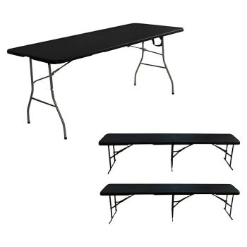 Set de muebles de jardín Every 3 pzs. - Polietileno de alta densidad HDPE - Negro - Abatible