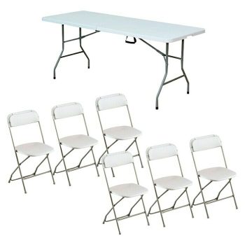 Set de muebles de jardín Every 7 pzs. - Polietileno de alta densidad HDPE - Blanco