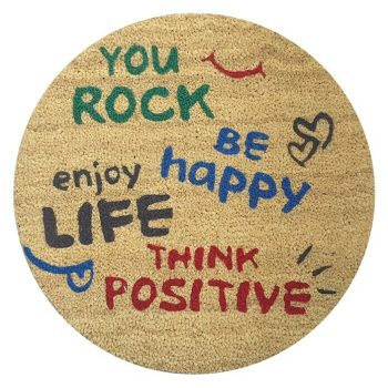 Felpudo de coco Be happy 50 x 50 cm - Fibra de coco natural y PVC|Mínimo 10 unidades