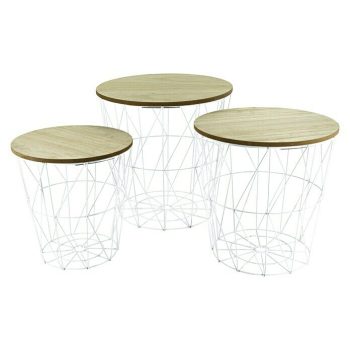 Mesa auxiliar de jardín Luke x Al: 29 x 31 cm - Tablero de fibra de madera de densidad media MDF - Blanco - Marrón claro