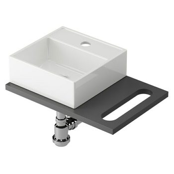 Lavabo Pequeño con encimera y sifón Libera Space An x L: 46 x 37 cm - Sin desbordamiento