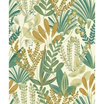 Papel pintado Botánico con hojas Verde - Floral - 10 x 0,53 m