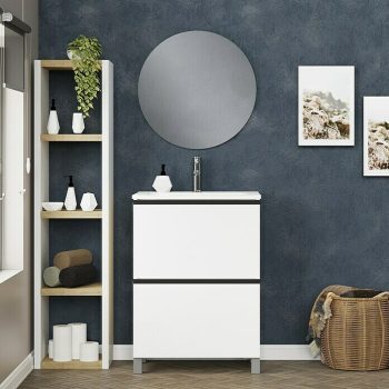 Mueble de lavabo Barcelona 2C L x An x Al: 44,6 x 70 x 83,3 cm - Blanco - Mate