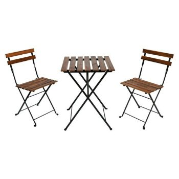 Conjunto de muebles de balcón Dora 3 pzs. - Natural