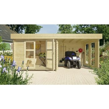 Caseta de jardín Esbjerg 485 Medidas ext. An x Pr: 423 x 232 cm - Madera - Natural