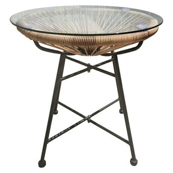 Mesa auxiliar de jardín redonda Fidji x Al: 45 x 45 cm - Marrón/Negro