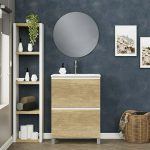 Mueble de lavabo Barcelona 2C L x An x Al: 44,6 x 60 x 83,3 cm - Nature - Efecto madera