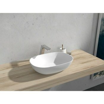 Camargue Lavabo Estanyol 50 x 35 cm - Con esmalte antibacteriano - Sin desbordamiento - Blanco