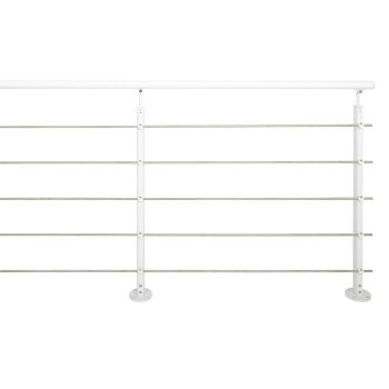 Barandilla de fijación plana Largo: 2 m - Color pasamanos: Blanco