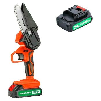 Motosierra de batería Mader 69460 24 V - Iones de litio - 2 baterías - Longitud de la cuchilla: 10 cm