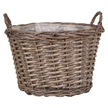 Maceta con interior de plástico Dimensiones externas x Al: 36 x 25 cm - Materiales naturales - Gris