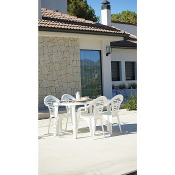 Set de muebles de jardín Cancún + Menorca 5 pzs. - Polipropileno - Blanco