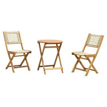 Conjunto de muebles de balcón Olga 3 pzs. - Madera de acacia - Marrón