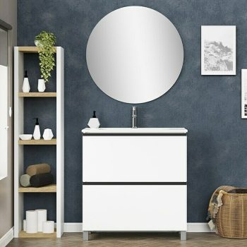 Mueble de lavabo Barcelona 2C L x An x Al: 44,6 x 90 x 83,3 cm - Blanco - Mate