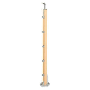 Poste de fijación plana para barandilla 55 mm x 35 mm x 1,12 m - Haya