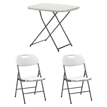 Set de muebles de jardín Alan 3 pzs. - Polietileno de alta densidad HDPE - Blanco