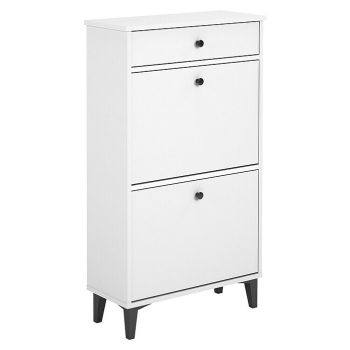 Zapatero K-307 L x An x Al: 25 x 61 x 110 cm - Blanco Soft - Número de compartimentos: 2 ud.