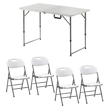 Set de muebles de jardín Alan 5 pzs. - Polietileno de alta densidad HDPE - Blanco