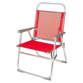 Silla de camping Menorca L x An x Al: 50 x 56 x 88 cm - Rojo - Aluminio/Textiline