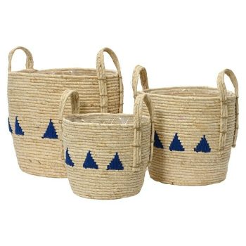 Maceta con interior de plástico Alessio x Al: 22 x 24 cm - Materiales naturales - Marrón/Azul|Mínimo 10 unidades