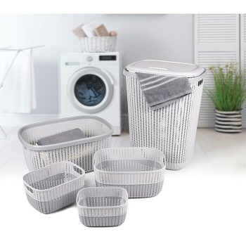 Conjunto de cestas para la ropa Gris/Blanco - Cantidad total: 5 pzs.