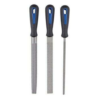 Alpha Tools Juego de escofinas 3 pzs. - Picado: 2/medio - Longitud hoja de lima: 200 mm