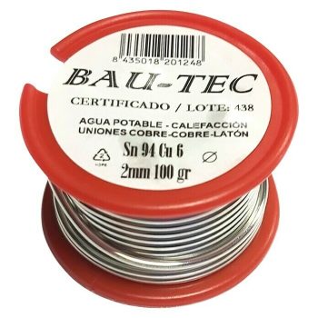 Bobina para soldar estaño - cobre 6% Diámetro: 2 mm - 100 g|Mínimo 10 unidades