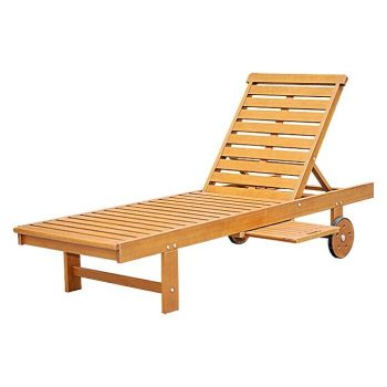 Sunfun Diana Tumbona de jardín L x An x Al: 190 x 65 x 33 cm - Marrón natural - Madera - Barra antivuelco