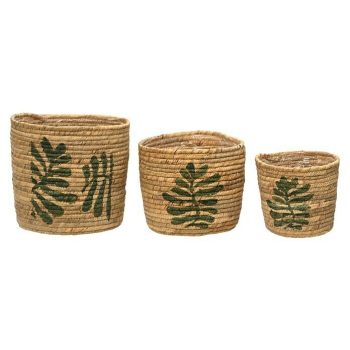 Maceta con interior de plástico Demian x Al: 17 x 16 cm - Materiales naturales - Marrón/Verde