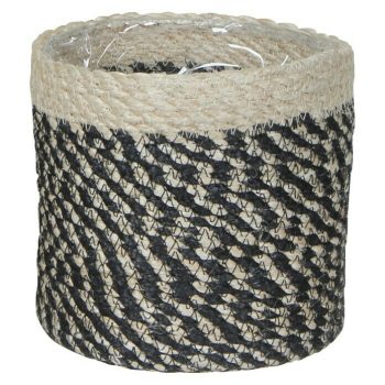 Maceta con interior de plástico Bonaparte Dimensiones externas x Al: 14 x 14 cm - Materiales naturales - Negro|Mínimo 10 unidades