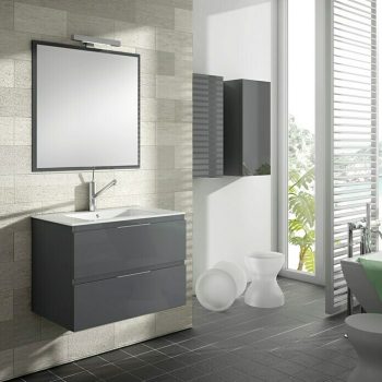 Camargue Mueble de lavabo Módena 2C L x An x Al: 45 x 100 x 50 cm - Grafito - Brillante
