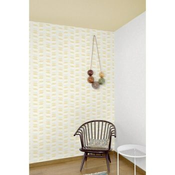 Papel pintado árbol moderno Gris/Amarillo - 10 x 0,53 m