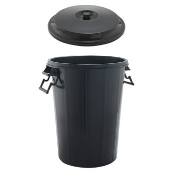 Cubo de basura con tapa 100 l 100 l - Negro - Redonda - Polipropileno