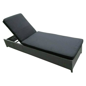 Sunfun Neila Tumbona de jardín L x An x Al: 198 x 62 x 29 cm - Antracita - Aluminio - Barra antivuelco