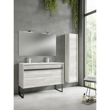 Mueble de lavabo 2 senos Dune L x An x Al: 46 x 120 x 60 cm - Polar - Color tirador: Negro mate