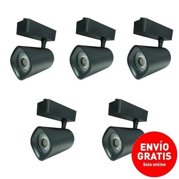 Foco LED para riel Nor pack 5u 40 W - x Al: 10 x 20 cm - Negro