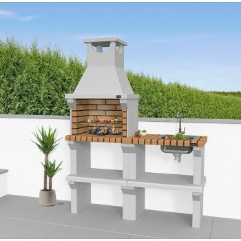 Barbacoa de obra Sintra con fregadero Superficie parrilla: 50 x 32 cm - Marrón