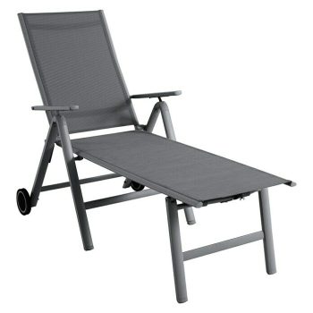 Sunfun Maja Tumbona de jardín L x An x Al: 189 x 77 x 45 cm - Antracita - Metal - Barra antivuelco