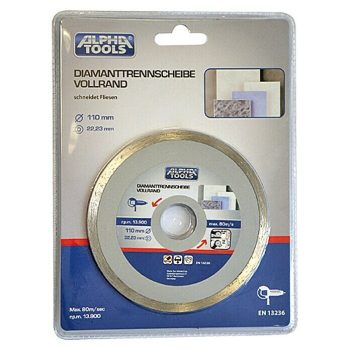 Alpha Tools Disco de corte de diamante Baldosas - Diámetro disco: 110 mm - Orificio: 22,23 mm - Mínimo 20 unidades