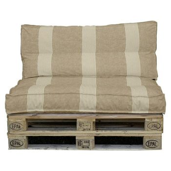 Conjunto de jardín de palets L x An x Al: 120 x 80 x 41 cm - Natural - Taupé rayado