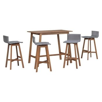 Conjunto de muebles de balcón Madison 5 pzs. - Acacia - Marrón