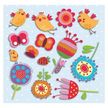 Adhesivos decorativos 3D Pájaros Animales - Multicolor - 30 x 30 cm