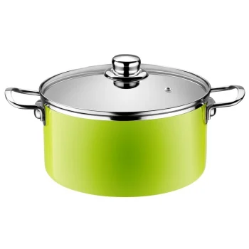 Cacerola Alta Con Tapa 24Cm Lima Verde Acero Esmerilada. Monix