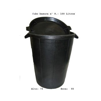 Cubo Basura Goma S/Tapa De 100 L Unidad. Fielkan
