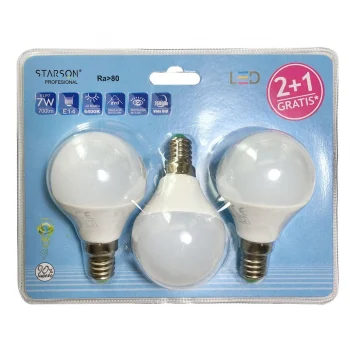 Lampara Led EsféRica E14 7W 3 Pz. Starson