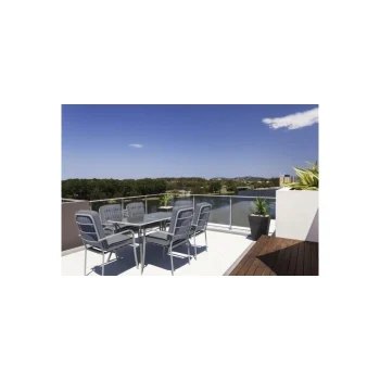 Mesa JardíN 180X90X73 Cm Metal-Cristal Blanco. Natuur